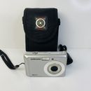 Samsung ES15 Silver Digital Camera 10.2MP w/ Case & SD Card - Tested & Working