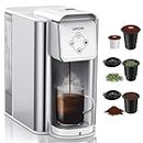 3-in-1 Coffee Machine - Single Serve Coffee Maker Brewer for Coffee Pods, Ground Coffee, & Loose Tea, 6-12oz Brew Sizes, 50oz Removable Tank, 1150W, Compact, White