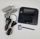 Nintendo 2DS Black/Blue Handheld Console w/AC Adapter & Car Charger Tested/Works