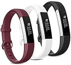 Pack 3 Replacement Band Compatible for Fitbit Alta Bands/Fitbit Alta HR Bands, Adjustable Replacement Soft Silicone Sport Bands for Woman and Men (Large, Black+White+Wine red)