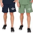 London Hills Printed Men's Regular Fit Green, Dark Blue Sports Shorts | Night Shorts for Men's | Men's Track Pant for Jogging Green, Dark Blue