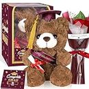 Sawowkuya Graduation Gifts Set Class of 2024 Graduation Stuffed Teddy Bear with Soap Artificial Flower Congrats Grad Card and Graduation Box with Window Maroon Graduation Gifts for Her Him (Maroon)
