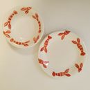 Pier 1 Imports Seafood Ceramic Plate Bowl Set Lot Prawns Italian Hand Painted