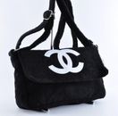 Bolsos de Mano Chanel Precision Novedad Terry Paño Mensajero Negro Marca CoCo