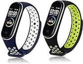 MYVN Adjustable Pack of 2 Fitness/Sports Xiaomi Mi Band 3/ Mi Band 4 Watch Silicone Strap Belt Band Bracelet (Not for Mi Band 1/2)