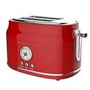 Frigidaire ETO102-RED Retro Wide 2-Slice Toaster Perfect for Bread, English Muffins, Bagels, 5 Browning Levels, 900w, RED