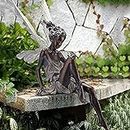 ABchat Garden Ornaments Outdoor, Statue Fairy Garden Ornament 18cm High Fairy Figurine Resin Craft Decoration for Study Living Room Yard Brown