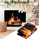 Magnetic Fireplace Cover for Inside Fireplace Stops Heat Loss, Fireplace Blanket Draft Stopper for Winter & Summer, Hot & Cold Air Blocker, 39”W X 32”H Insulated Fireplace Draft Cover- Flame