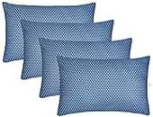 Amazon Brand - Solimo Microfibre & Polyester 4-Piece Premium Bed Pillow Set, Microfibre, Blue & White, 43 X 69 X 17 Cm