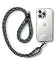 Ringke Holder Link Strap with Clear TPU Tag, Adjustable Crossbody Polyester Rope Lanyard Compatible with Universal Smartphone Case - Charcoal & Gray