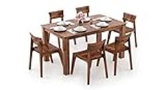 MH DECOART Solid Sheesham Wood 6 Seater Dining Table Set with 6 Low Height Chairs Wooden Dining Room Sets for Home Kitchen Modern Dining Room Furniture (Natural Finish)