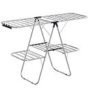 SONGMICS Clothes Drying Rack, Laundry Drying Rack, Free-Standing Drying Rack, Silver and Blue ULLR53BU