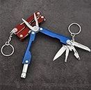 QUORIFY 9 in 1 MultiFunctional Hand Piler Tool Keychain,Traveling Tool Micro Pliers Multi function Multi Utility Plier with Built in LED Flash Light | Multi-Color, Pack Of 1