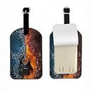 Zoczos Guitar Leather Luggage Bag Case Tags Fire and Water Rock and Roll Music Modern Cool Musical Instrument Baggage Suitcase Labels Name Tags Travel Accessories for Adult Kids Women Men, 1 Pack