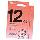 Preloaded Three Mobile Travel Sim Card with 12GB of 4G/5G Data for use in Over 70 Countries Worldwide + Unlimited Calls & Texts Within EU (Lasts for 30 Days). Tethering Allowed