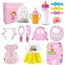 BNUZEIYI Baby Doll Accessories - Feeding and Caring Set with Bottles Doll Diaper and Changing Mat, Doll Stuff Clothes fit 14-16 Inch Doll, 18 Inch Doll Pretend Play Set for Girls Gift
