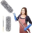Fulminare Microfiber Feather Duster Bendable & Extendable Fan Cleaning Duster with 100 inches Expandable Pole Handle Washable Duster for High Ceiling Fans,Window Blinds, Furniture (Standard)