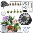 Solar Irrigation System, TRJZWA Solar Drip Irrigation Kit Suitable for Outdoor, Balcony, Garden Drip Irrigation Systems, 9 Plant Watering Modes, Supports 10 Pots of Plants, with Anti-Siphon Function