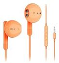 Kimwood Wired Earbuds with Microphone, Wired Earphones in-Ear Headphones HiFi Stereo, Powerful Bass and Crystal Clear Audio, Compatible with iPhone, Android, Computer Most with 3.5mm Jack(Orange)