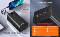 Genuine ROMOSS 60000Mah Power Bank, 22.5W Max Portable Charger Phone Charger