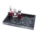 HighFree Marble Stone Decorative Tray, Black Perfume Marble Tray Cosmetics Tray, Handmade Real Marble Serving Tray for Bathroom, Kitchen, Dresser, Coffee Table