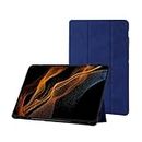 Amazon Basics PU Smart Flip case Cover for Samsung Galaxy Tab S8 Plus/S7 Plus/S7 FE 12.4 Inch SM-X800/X806/T970/T975/T976/T735 with S Pen Holder, Blue