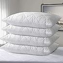 SK MERCHANDISE 4 Pack Hotel Quality with Quilted Cover- Premium Filled Pillows for Side, Stomach and Back Sleeper, Down Alternative Bed Pillow-Soft Hollow-Fiber Hotel Pillows