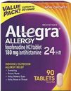 Allegra Adult 24 Hr Allergy Tablets 180mg 90 Tablets, Exp 09/2025