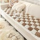 ACICS Funny Fuzzy Couch Cover Sofa Cover Garden Chic Cotton Protective Couch Cover Cream-Coloured Large Plaid Square Pet Mat Bed Couch Cover (Color : Brown, Size : 70 * 180cm)