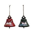 Hanging Ornaments for Christmas Tree Metal Jingle Bells Set of 2 Decorative Sleigh Bell Winter Holiday Xmas Decor Indoor Outdoor Merry Christmas Snowman Santa Decoration for Home (Bells)