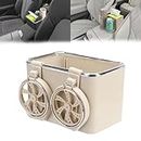 Car Armrest Storage Box with 2 Cup Holders, Car Armrest Storage Box, Car Armrest Storage, Armrest Storage Box for Your Car, Car Console Organizers and Storage (Beige)