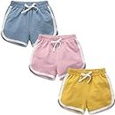 Girls 3 Pack Running Athletic Cotton Shorts, Kids Baby Workout and Fashion Dolphin Summer Beach Sports 2-3T