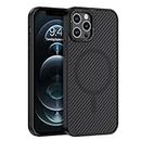 YINLAI Magnetic for iPhone 12 Pro Max Case, [Compatible with MagSafe] Carbon Fibre Slim Touch Shockproof Protective Phone Cases for iPhone 12 Pro Max 6.7", Black