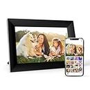 10.1 Inch WiFi Digital Picture Frame, Smart Electronic Photo Frame for Sharing Pictures and Videos, Auto-Rotate, Wall Mountable, Wireless Touchscreen Frame Via Aimor App, Gifts for Mom (Black)