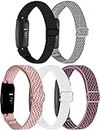 5-Pack Elastic Nylon Bands Compatible with Fitbit Inspire 3/Inspire 2/Inspire HR/Inspire/Ace 3/Ace 2, Breathable Adjustable Replacement Stretchy Nylon Loop Wristband Sport Strap for Women Men, 502