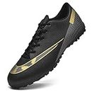 HaloTeam Men's Soccer Shoes Cleats Professional High-Top Breathable Athletic Football Boots for Outdoor Indoor TF/AG, R2050 Black, 11