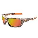 Y.C Polarized Sunglasses for Men Women Camo Frame Fishing Sports glasses outdoor Hunting UV Protection sunglasses (Camo Frame/Red Lens)