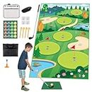 W&H Golf Game Set, Golf Chipping Game, Portable Golf Game Putting Mat Set, Casual Golf Game for Indoor Outdoor Golf Practice Sport Hitting Mat Gifts for Kids (178cmx120cm)