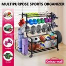 Sports Equipment Ball Storage Rack Cart Garage Organiser for Dumbbell Yoga Mat