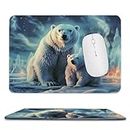 Mouse Pad with Non-Slip Rubber Base, Stitched Edge, Textured, Polar Bears Northern Lights Mouse Pad for Wireless Mouse, Computers, Office.
