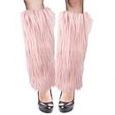 Women Fluffy Leg Warmers, 15.75in Soft Furry Fuzzy Long Boot Cuffs Covers Winter Leg Warmers Faux Fur Boot Toppers for Holiday Party Costumes Clothing Accessories (Pink)