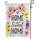 Home Sweet Home Spring Garden Flags 12x18 Double Sided,Floral Nest Garden Flags Burlap for Yard Outdoor Outside Decoration