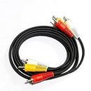 MUMAX ® Tv-Out Cable Copper 3 Rca - 3 Rca Composite Audio Video Av Cable Tv Lcd Led Dth - 1.5M (Multicolor, For Television)