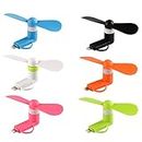 Mini Cell Phone Fan - Colorful and Powerful 2-in-1 Fan Compatible for iPhone, iPad, Android Smartphone,Tablet - Cell Phone Summer Accessories - (6-Pack)