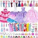65 PCS Doll Clothes and Accessories Compatible with Barbie Clothes , 13 Dresses+5 Handbag+20 Shoes+10 Jewelry+10 Washing Accessories+2 Tops+2 Pants+3 Bikini, Fashion Outfits Gift for 11.5 Inch Doll
