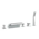 VAKITAP Roman Tub Filler Waterfall Tub Faucets with Handheld Shower, Chrome Deck Mount Bathtub Faucets Brass 5 Holes Wide Wide Flow Bathroom Faucets, 02756CH