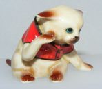 Klim Miniature Porcelain Animal Figure Siamese Cat with Jacket Sitting L957