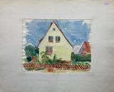 Watercolor Impressionist NR32 Rolf Servant Hamburg Sunny Day with House and Garden