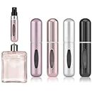 OBSGUMU Atomizador Perfume Recargable, 4 Mini Atomizador Recargable de Viaje, Recargador de Perfume con Ventana, Aluminio, 5 ml