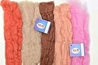 M.G ENTERPRISE Merino Felting Wool Roving Combo 50 gm (10 gm Each Colour). for Felt Needles,Wet Felting, Nuno Felting, Good for Felted Characters Making, Blending and Weaving